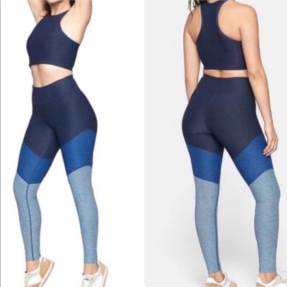 OUTDOOR VOICES 7/8 Blue Colorblock Leggings